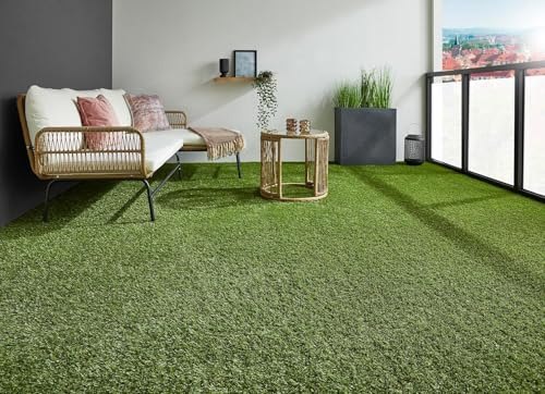 andiamo Kunstrasen Koh Samui, Outdoor Rasenteppich, Grün, 200 x 450 cm | Kunstrasenteppich mit Drainage, 30 mm Florhöhe, Bodenbelag, für Balkon, Terrasse & Garten