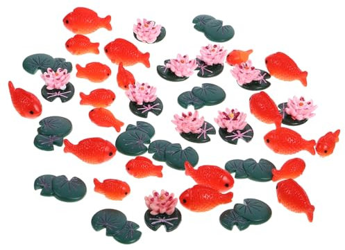 Supvox 1satz Lotus Und Goldfisch-Dekorationen Im Mediterranen Stil Miniaturfiguren Für Mikrolandschaften Und Bonsai-Dekorationen Für Aquarien Und Gartenverschönerung