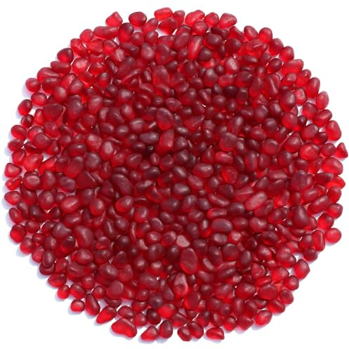 QYGL Seeglassteine, 0,4 kg, rote Milchglas-Kieselsteine, Edelsteine, perfekt für Aquariumsteine, Aquarienkies, Vasenfüller, Bastelarbeiten und Heimdekoration