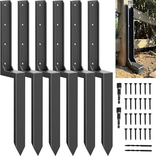Ayztantine Fence Post Repair Spike Thickened Steel Fence Post Repair Kit Ground Spikes Garden Support 4x4 6x6 Wood Stakes Metal Anchors