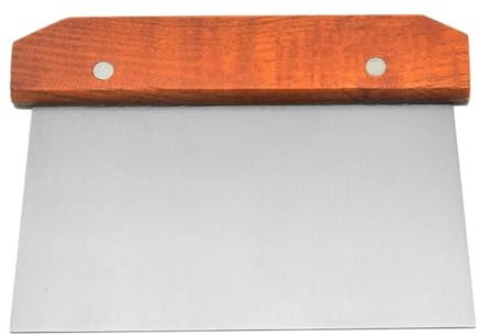 Wisafory Dough Scraper Stainless Steel Premium Dough Card with Wooden Handle Dough Cutter Dough Spatula Pizza Kitchen Scraper Dough Cake Pizza Cutter for Dough, Pizzas, Biscuits, Cakes - Rectangular