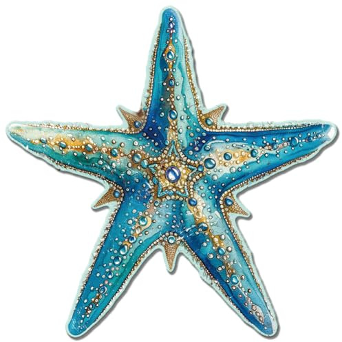 GLOBLELAND Vintage Starfish Metal Tin Sign Retro Blue Marine 27x27cm