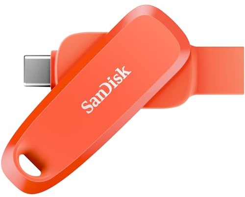 SanDisk SDDDC6-128G-G46NO Handy-Laufwerk für Android, 2-in-1-USB für Smartphones, Tablets und Computer, Daumenlaufwerk mit USB-Typ-C- und Typ-A-Anschlüssen, Kapuzinerkresse Orange