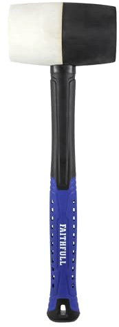 Faithfull FAIRMBWF32 Combination Rubber Mallet - Black/White 32oz Fibreglass Shaft