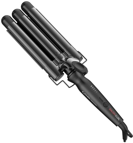 GA.MA Salon Curl Triferro Hair Waver, Silk Chrome Titanium 1 Triple Barrel Deep Waver with Anti-Frizz Coating, Adjustable 285–430° F Styling Tool