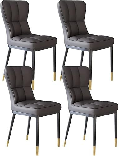 Modernes Set mit 4 Esszimmerstühlen aus PU-Leder mit hoher Rückenlehne, wasserdicht, weiche Sitze und Metallbeine, für Küche und Wohnzimmer