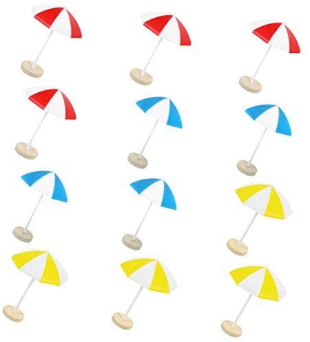 ifundom 12pcs Miniature Beach Umbrella Decor Doll House Accessories for Scene Layout for Landscapes Party Decoration and Creative Play
