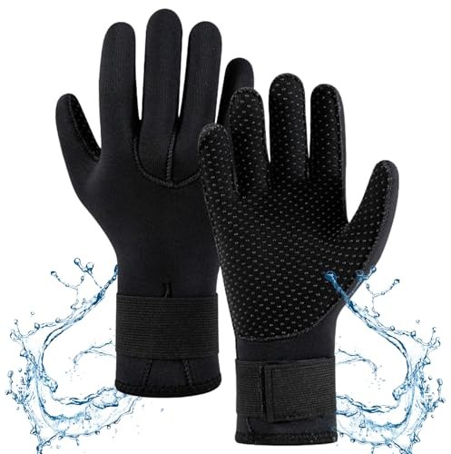 ZONJIE 5mm Neoprene Gloves with Non-Slip Palm and Adjustable Wrist Strap