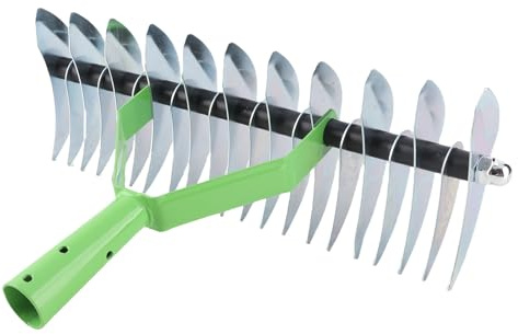 Stainless Steel Thatch Rake Curved Teeth Lawn Rake for Leaves Garden Supplies