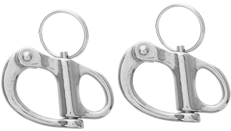 TOYANDONA 2pcs Stainless Steel Self-locking Snap Hook 35mm Quick Release Carabiner Shackle for Marine Use Swivel Shackle for Sailing and Outdoor Activities