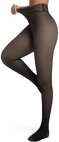 HOWIN Termiska Strumpbyxor, Dam Termiska Strumpbyxor, Vinterleggings, Plyschstrumpbyxor, Fleece Tights, Svart, L Tall