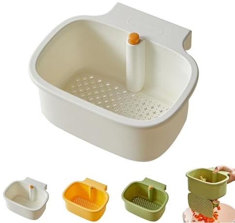 Dondepiso Sink Strainer, Kitchen Sink Drain Basket, Upgraded Self-Cleaning Sink Strainer Basket,Press Auto Dumping Kitchen Draining Basket for Foods Waste(White)