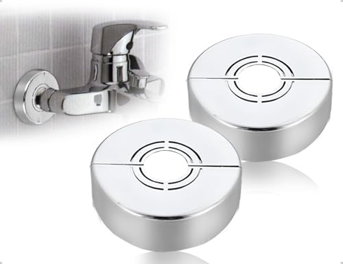 Emezddo Lot de 2 Cache Tuyaux de Chauffage, 3 Tailles en 1, Cache Robinet de Douche Amovible, Accessoires de Douche Séparés, pour la Cuisine, l'Hôtel et le Restaurant (Argent)
