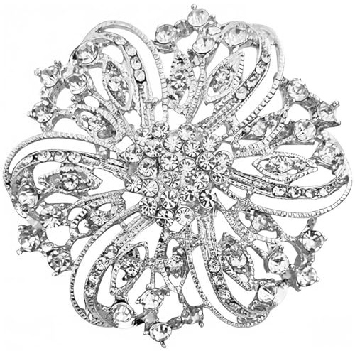 DIFLAX Broches para Vestidos, Broches para Ropa Mujer, Broche Cristal Diamantes Imitación, Broche Flor, Vintage Señoras, Adornado Broche Boda, para Fiesta, Vestidos de Novia