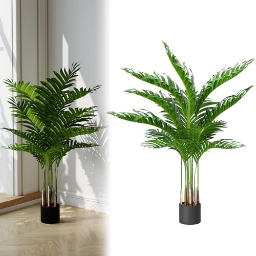 Froadp Kunstpflanze Künstlicher Palmenbaum 160cm Hoch Kunstpflanzen Groß Künstliche Pflanzen im Topf Realistische Kunstbaum für Wohnzimmer Schlafzimmer Büro Deko Kunstpflanze - L