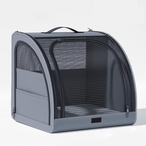 Hundetransportbox Flugtasche for Hunde & Transportbox Katze Auto-Tiertransporttasche 360°-Panoramafenster Oxford-Stoff Länge: 50 Cm/100 cm(Gray,50 * 48 * 49cm)
