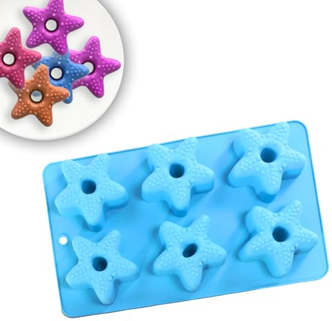 EQLEF Molde Silicona Donuts, Corazón Estrella Molde para Muffins Maker Moldes para Pan de Pastel de Respaldo de Bricolaje (Azul)