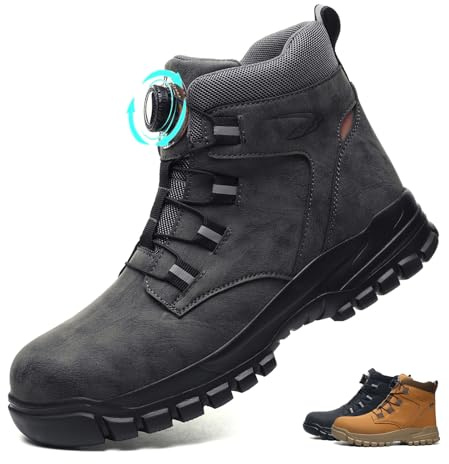 AFJYG Chaussures de Sécurité Hommes Femmes Montante Imperméable Légère Bottines de Sécurité avec Embout en Acier Bottines de Travail Antidérapant
