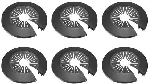 QUARKZMAN 6 Pcs Cache-Tuyau À Bride, 100mm x 20mm Collier De Tuyau Rond En Plastique Cache-Tuyau Radiateur Mur À Bride Fendue Pour Tuyau De Diamètre Extérieur 30-55mm/1.18-2.17, Noir