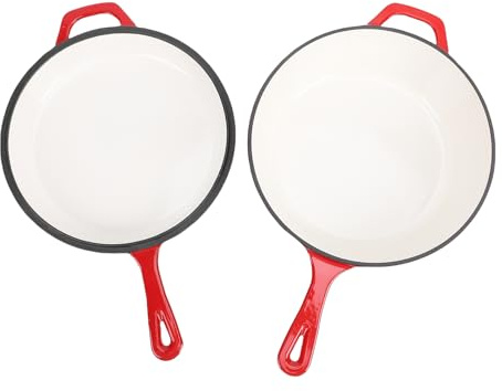 Fdit Sartén de Hierro Fundido con Tapa, Horno Holandés Redondo de 4 Cuartos para Estofar y Freír, Distribución Uniforme del Calor para Uso en Estufas y Hornos, Ideal para Comidas