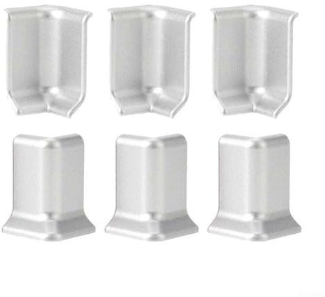 Snugawarm Baseboard Corner for 5.4 cm Height Baseboards – ABS Wall Base Cove Trim with 3 Inside & 3 Outside Corners, White/Grey/Black/For Champagne Gold/Silver/Gold –(S Silver)