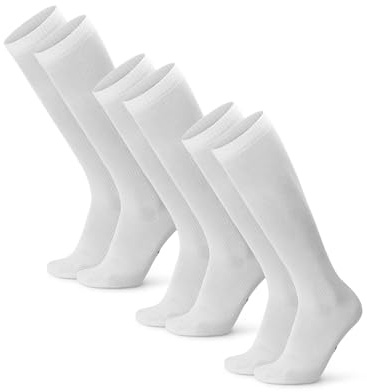 DANISH ENDURANCE Ökologische Abgestufte Kompressionsstrümpfe aus Biobaumwolle 3 Paare (Multi Weiß, EU 43-47)