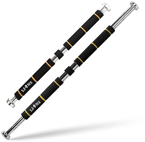 Lions Exercise Door Pull Up Bar Doorway - Home Gym Fitness Workout Strength Training 62-100cm Fully Adjustable, Black Yellow