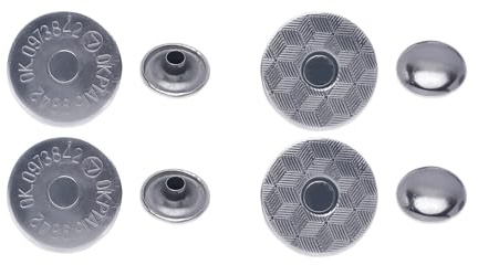 Trimming Shop Double Rivet Magnetic Snap Buckles, 14mm, 2pcs, Gunmetal | Lightweight Laser Cut 4-Part Snap Fasteners Metal Clasps for DIY Crafts, Leather Jackets, Handbags & Clothing Repair