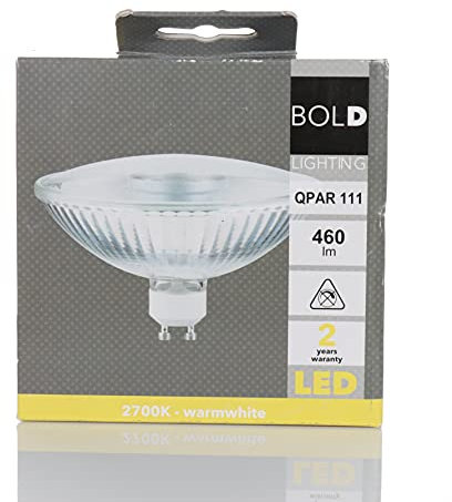 BOLD Lighting QPAR 111 (ES 111) LED GU10 Reflektor-Leuchtmittel (460 Lumen | 6,5 W entsprechen 40 W | 2700k warm-weiß | 15.000 Std. Laufzeit), Aluminium