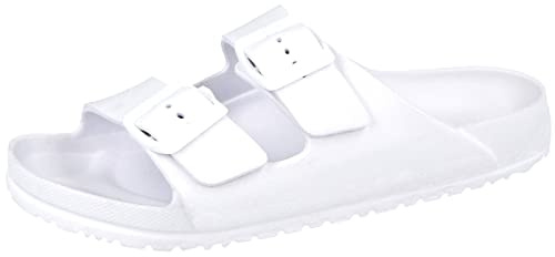 Yinka Shoes Ladies Double Buckle EVA Sandals (White, uk_footwear_size_system, adult, women, numeric, medium, numeric_6)