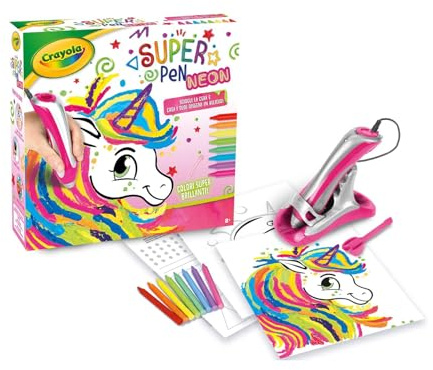 CRAYOLA - Super Pen Einhorn Neon, Spiel zum Schmelzen von Wachsmalstiften und Erstellen von Relief-Designs, kreative Aktivität und Geschenk für Kinder, Alter 8 +, 25-0510