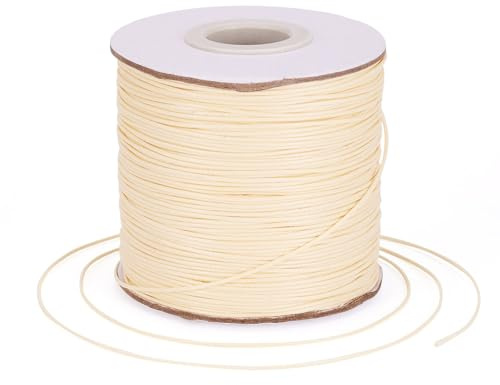 Bestewelry Cordoncino in poliestere cerato, 169 metri, 0,5 mm, filo per perline per la realizzazione di gioielli e bracciali, macramè, cuoio, colore beige