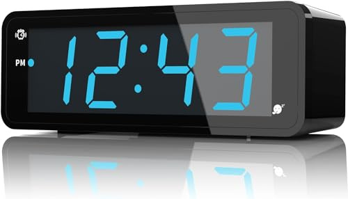 KWANWA Digitaler Wecker,1,8 LED Display mit großen Ziffern, batteriebetriebener Wecker,einstellbare Helligkeit,Schlummerfunktion,12/24HR, leicht lesbare Zahlen für Senioren (blaues Display)