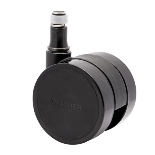 WAGNER 01173561 - Ruedas giratorias para silla de oficina, diseño duro, diámetro de 50 mm, altura de construcción 55 mm, freno intervalo, pasador de 11 x 20 mm, capacidad de carga de 50 kg, fabricado