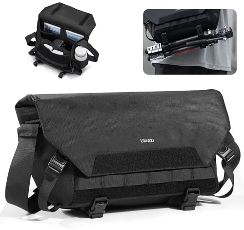 ULANZI Sling Camera Case with Tripod Holder, Small Compact Camera Tactical Shoulder Bags for DSLR/SLR/Mirrorless Cameras, Water-Resistant Crossbody Bag Women Men, Black BC08