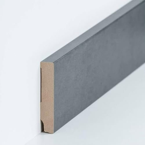 PROVISTON - Battiscopa in MDF, 16 x 80 x 2500 mm, nucleo in MDF, 12,5 m, 5 pezzi