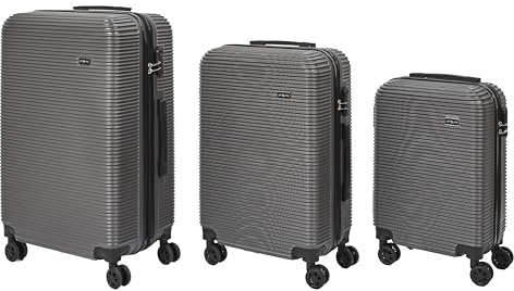 JET LAG - VO0039 Lot de 3 Valises Ibiza - Capacité 43L 68L 95L - Design Moderne - Conçu pour Rangement Optimal - roulettes Multidirectionnelles - Finition Grise