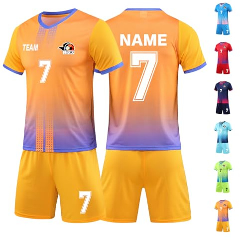 LAIFU Individuelles Fußballtrikot für Erwachsene und Kinder Personalisiertes Fußballtrikot mit Name, Nummer, Teamname und Logo