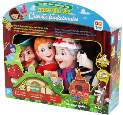 DQTOYS Lot de 4 marionnettes Il était une fois Contes Traditionnels Petit Chaperon Rouge en Plastique Rouge pour Enfant