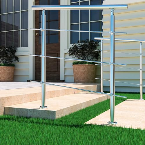Stainless Steel Handrail Safety with 3 Cross Bars, 80cmx106cm for Indoor and Outdoor