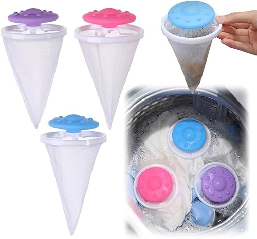 JOZMMZEOOA 6PCS Pet Hair Remover Washing Machine Lint Catcher Machine Hair Filter Reusable Laundry Net Bag for Cat Dog Hair Lint Removal(Pink, Blue, Purple)