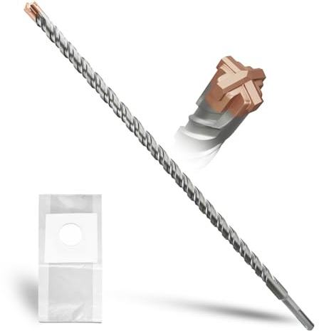 METOTY SDS Plus Hammer Drill Bit 16mm×460mm, with 4 Carbide Cutting Edges, Head with Coating, Masonry Drill, Hammer Drill, Concrete Drill, for Stone, Concrete, Natural Stone, Brick Wall