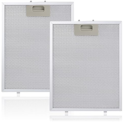 Lot de 2 filtres pour hotte aspirante - 32 x 26 cm - En aluminium - Filtre à graisse métallique de rechange - Filtre à graisse métallique - Universel - Compatible avec hotte aspirante