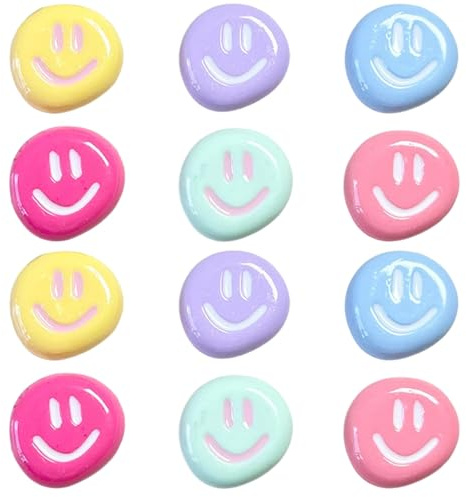 12 Stück Magnete für Magnettafel, Kühlschrankmagnete Smiley Kühlschrank Magnet, Harz Lächeln Magnet Bunt Rund für Kühlschrank Whiteboard Pinnwand