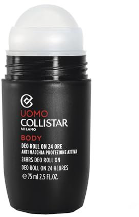 Collistar Linea Uomo Deodorante Deo Roll On 24 Ore, Antimacchia, Protezione Attiva, Massima Delicatezza, Intensa Freschezza, 75 ml