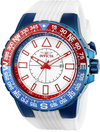 Invicta Aviator 23997 Herren Uhr - Wasserdicht - Analog - Quarzuhrwerk - Edelstahl mit weißen zifferblat - 52mm