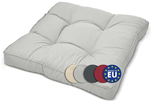 Beautissu Lounge Kissen Outdoor 60x60 cm Hellgrau – Bequemes Sitzkissen Gartenstuhl 10 cm dick Sitzpolster Auflagen für Rattanmöbel Gartenmöbel Polster für Stühle Sessel Stuhlauflage Indoor – xLuna