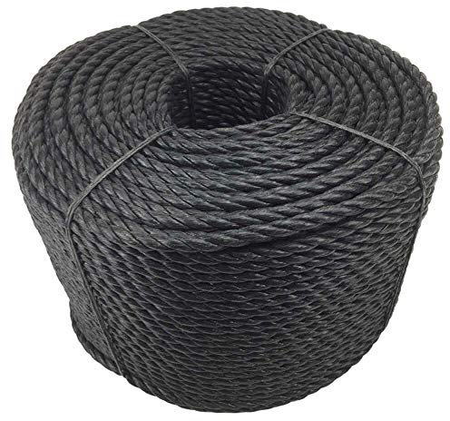 8mm Black Polypropylene Rope x 220 Metre Coil, Load Securing Boat Fishing Camping - RopeServices UK
