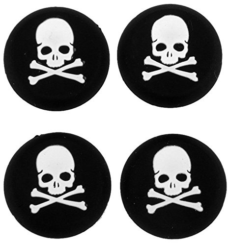 Silikon Daumen Stick Griff Gap Joystick Thumbsticks Kappen Cover für PS4 Xbox One PS3 XBOX 360 PS2 Game Controller – 4 x White Skull