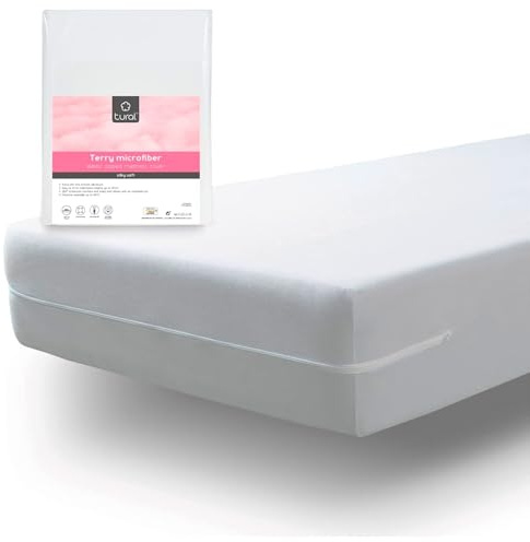 Tural – Elastischer Matratzenbezug aus seidig weichem Mikrofaser-Frottee. Größe 70 x 140 cm | Matratzenschoner mit Reißverschluss | Für Matratzen mit Einer Höhe von 15 cm
